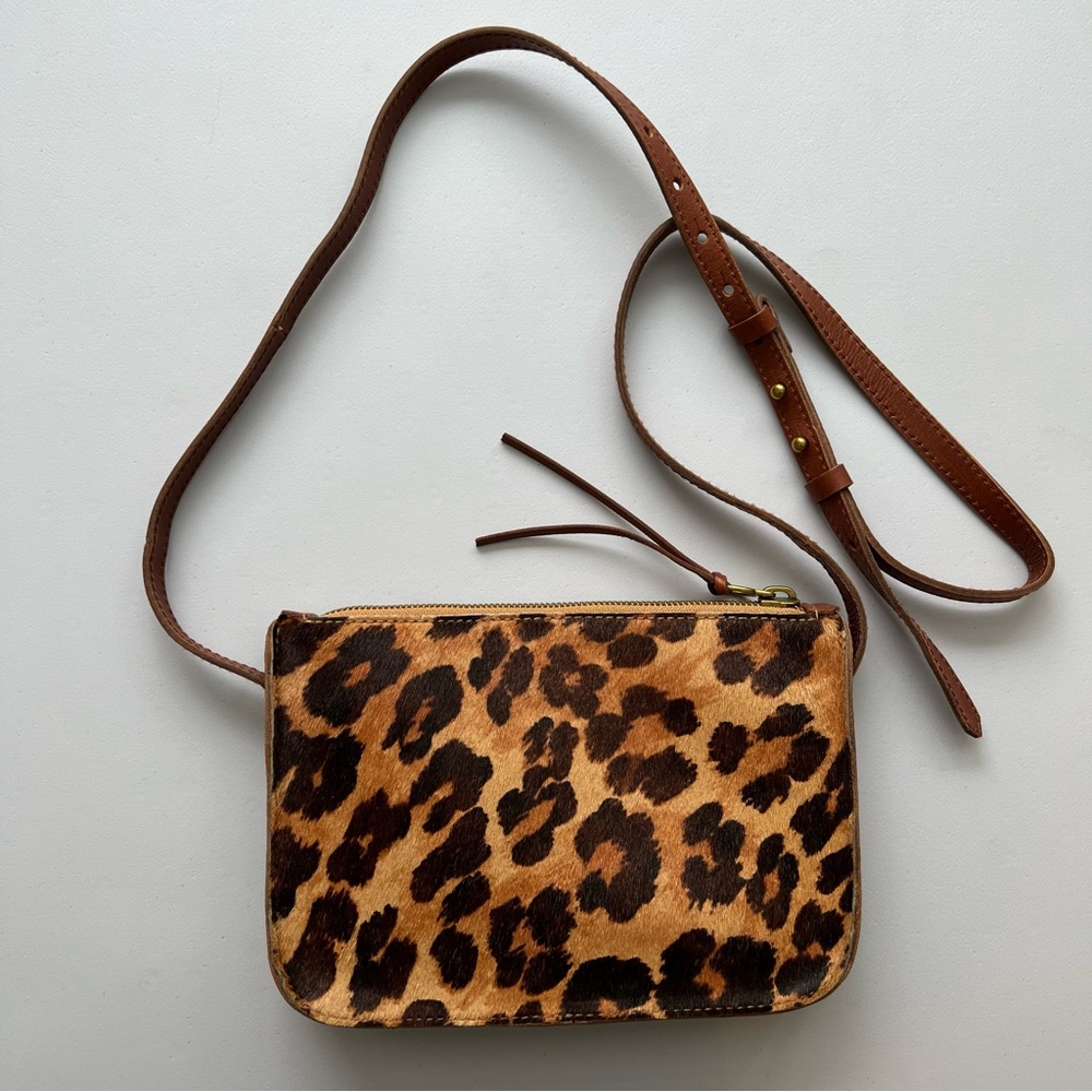 NWT Madewell Simple Leopard Print Genuine Calf Hair Crossbody Bag - Picture 10 of 17
